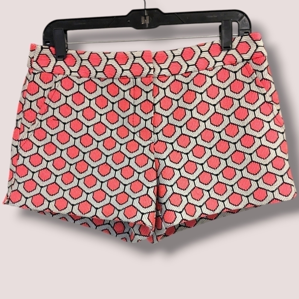 Trina Turk Pink Geometric Printed Mid Rise Corbin 2 Micro Mini Shorts Resortwear